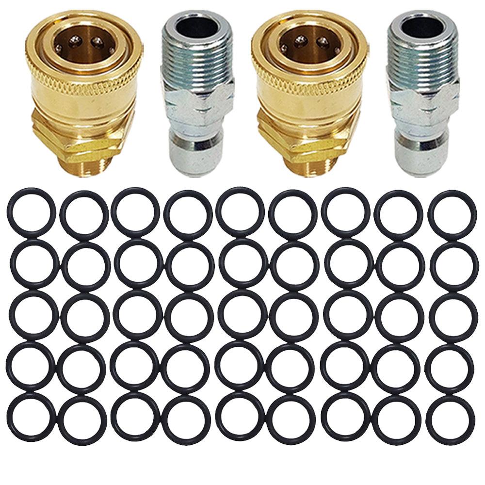 Proven Part 45 PK O-Rings 3/8" High Temperature 450°F, 2 PK 3/8" Male Quick Connect Plug, 2 PK 3/8" Quick Connect to 3/8" MNPT