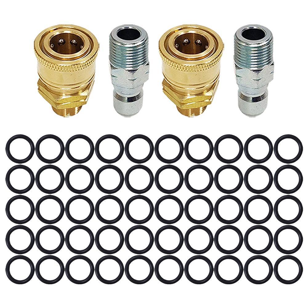 Proven Part 50 PK 3/8" High Temperature 450°F O-Rings, 2 PK 3/8" Male Quick Connect Plug, 2 PK 3/8" Quick Connect to 3/8" MNPT