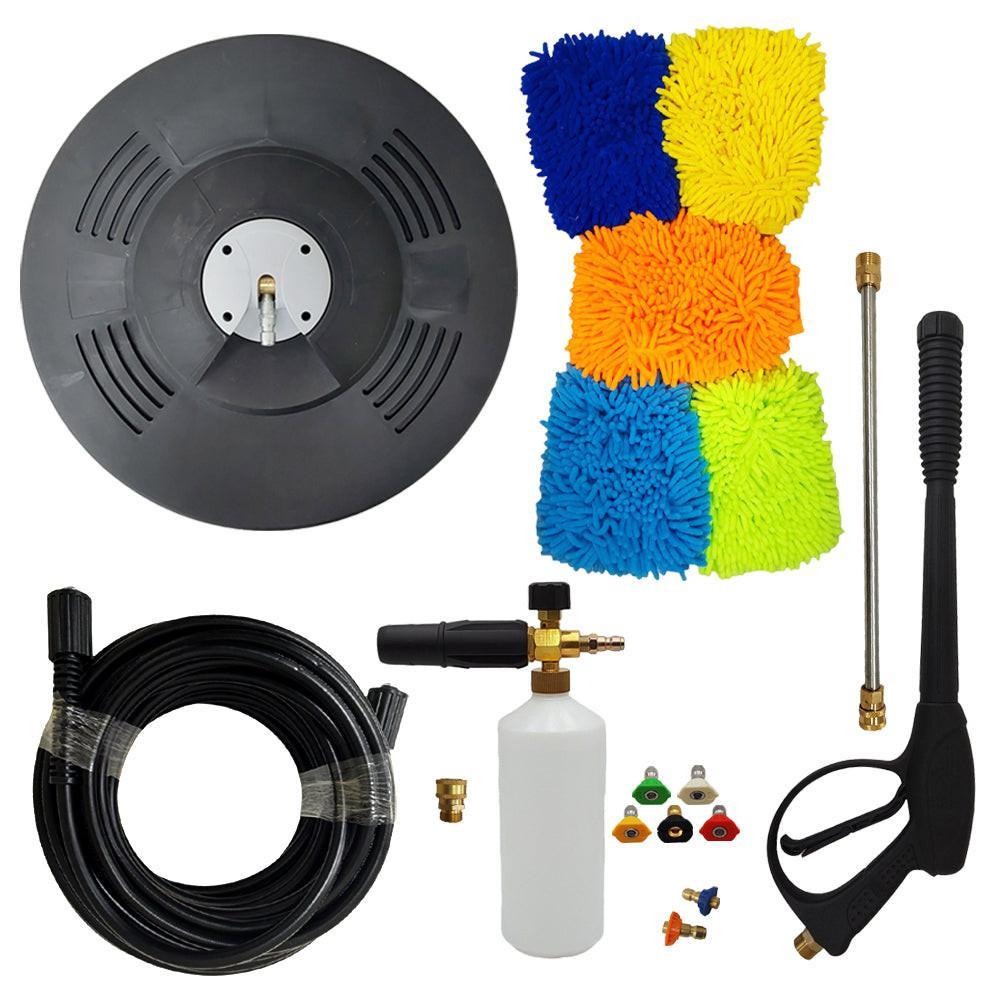 Proven Part 15" Surface Cleaner 3200 PSI, Hose M22 X M22 1/4" X 50', Pro-Gun, Gun-Wand An, Quick Connect, 5-Pack Tip Set 025, 2-Pack 2nd Story Nozzle, Foam Lance, Microfiber Car Household Washing Cleaning Glove