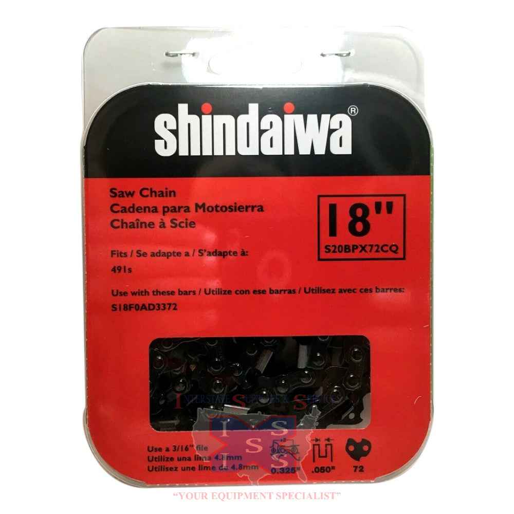 Shindaiwa 18in Reduced Kick-Back Chain 491s  .325 .050 72 LINK