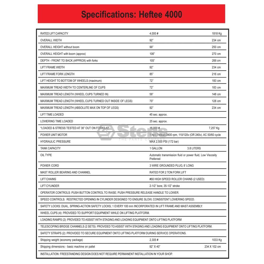 Heftee HX4000 - Standard Turf Pro Package 051-022