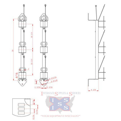 Vinyl-Coated 3-Trimmer Rack For Enclosed Trailer Equipment Guard.