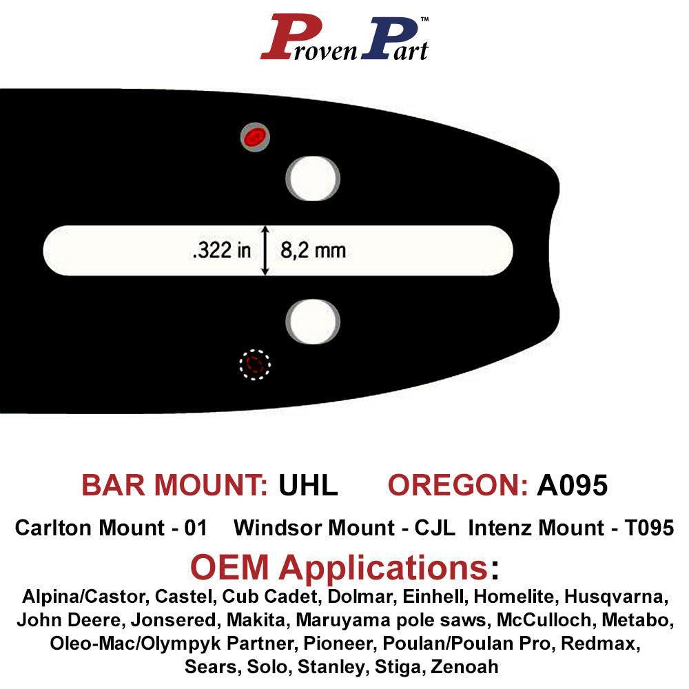 Proven Part 14In Chainsaw Bar .325 .043 59DL Fits Husqvarna  T435, T535i, T535i XP,  540i XP 596553659