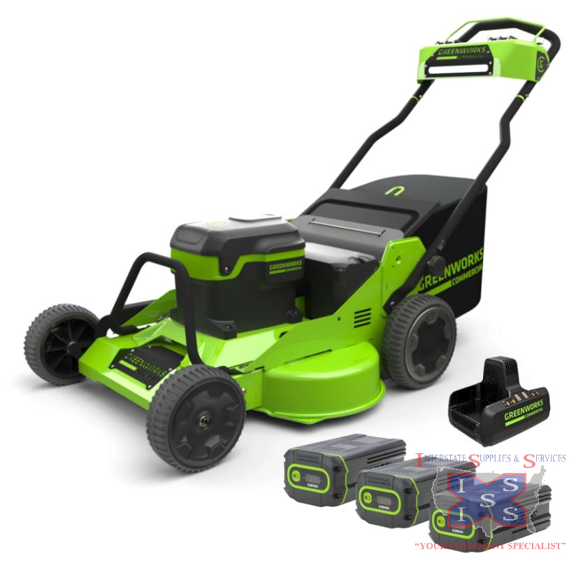 Self-Propelled Lawn Mower 82V 30? with (3) 8Ah Batteries and Dua - Click Image to Close