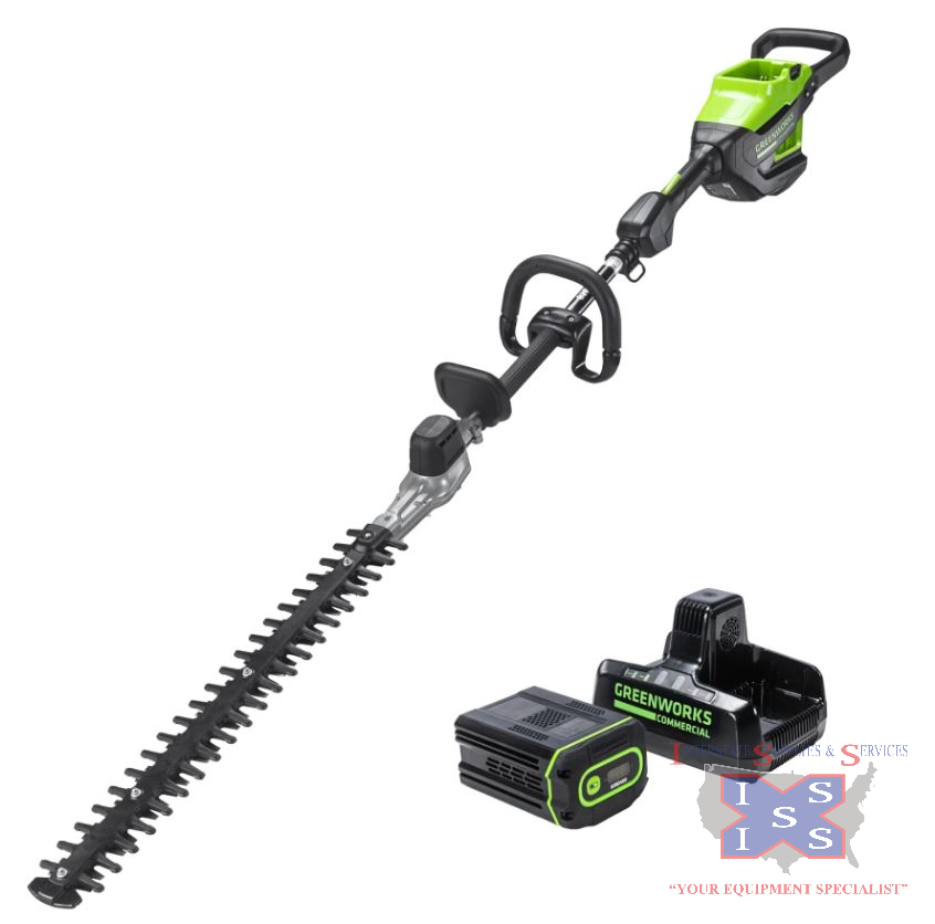 82V Short Pole Hedge Trimmer with 2.5 Ah Battery and Dual Port C - Click Image to Close