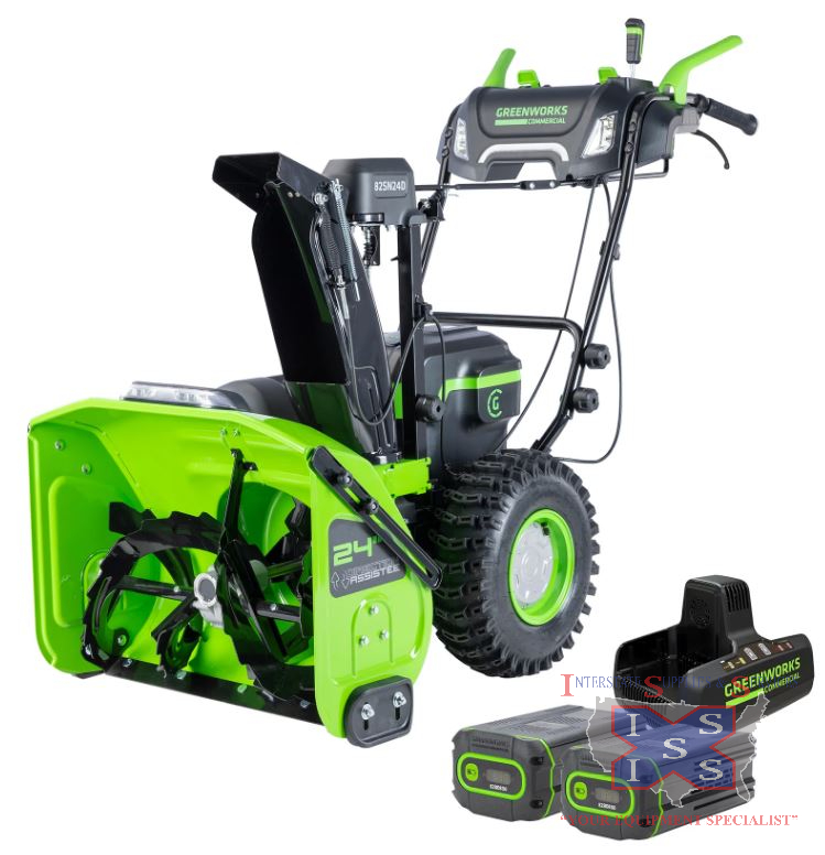 ?Dual Stage Snow Thrower 82V with (2) 8Ah Batteries and Dual Por - Click Image to Close