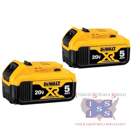 DeWal 20V MAX* XR 5Ah Battery (2 PK) - Click Image to Close