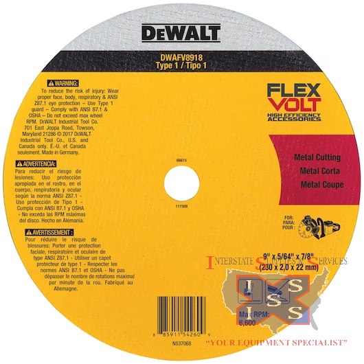 DeWalt FLEXVOLT® Ceramic Metal Cutoff Wheel Type 1