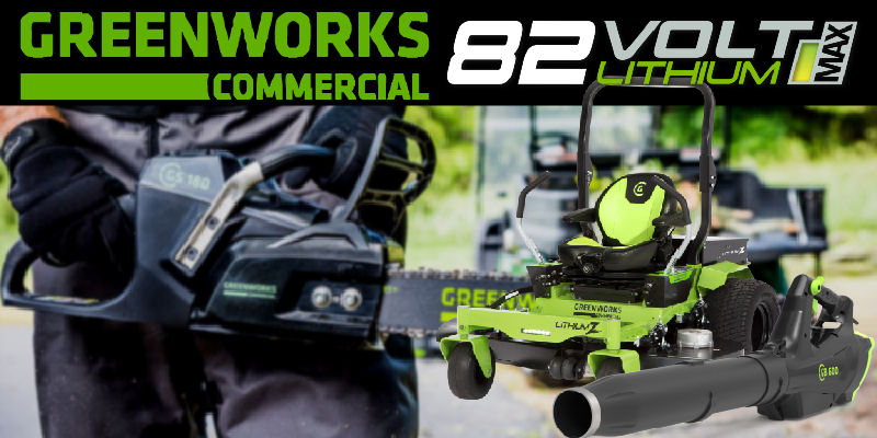 greenworks commercial logo and pictures of some products