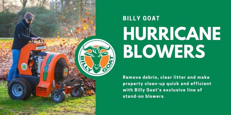 Billy Goat Stand-On Blowers in action